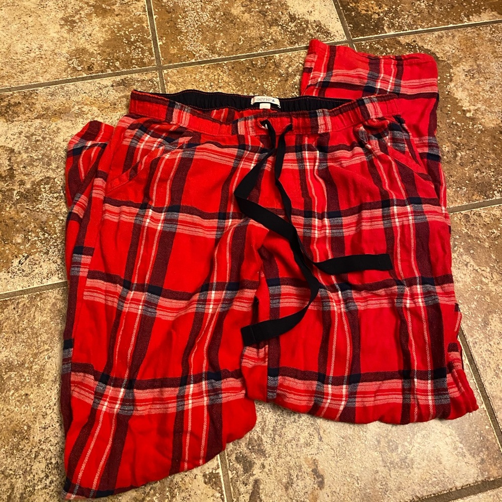 aerie red plaid pajama pants
